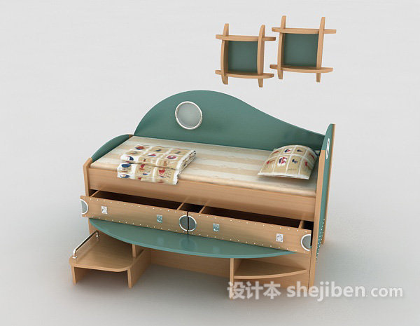 免费复合式单人床3d模型下载