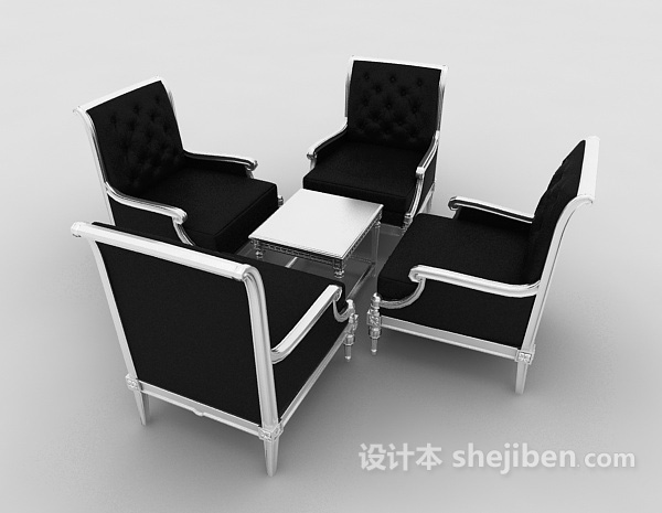 设计本四人休闲桌椅组合3d模型下载