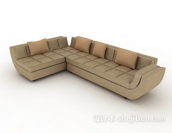 免费简约皮质多人沙发3d模型下载