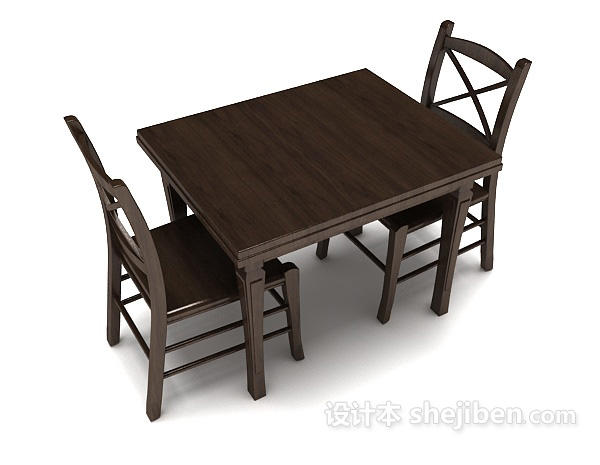 实木儿童桌椅3d模型下载