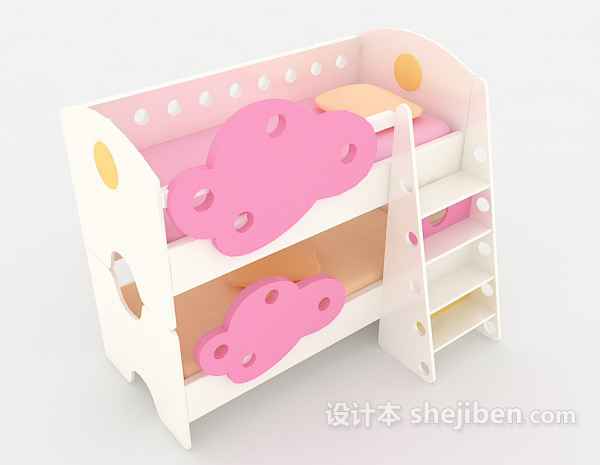 现代上下铺儿童床3d模型下载
