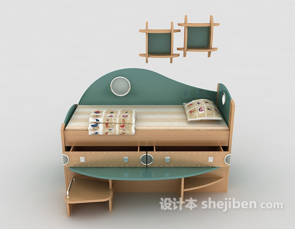 现代风格复合式单人床3d模型下载