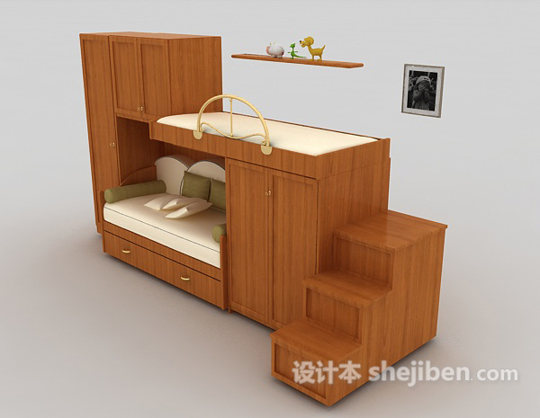 设计本一体式儿童床3d模型下载