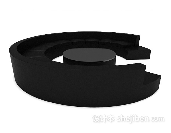 设计本黑色圆弧形沙发3d模型下载