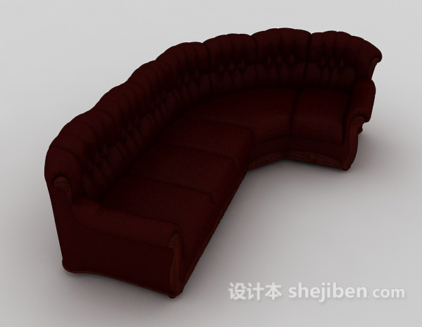免费家居红色多人沙发3d模型下载