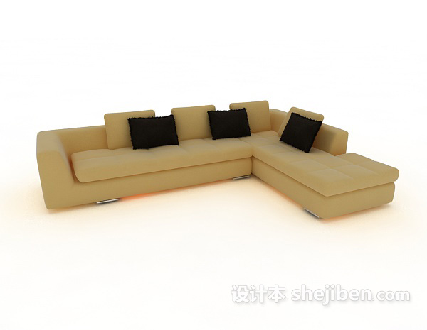 现代风格棕色多人家居沙发3d模型下载