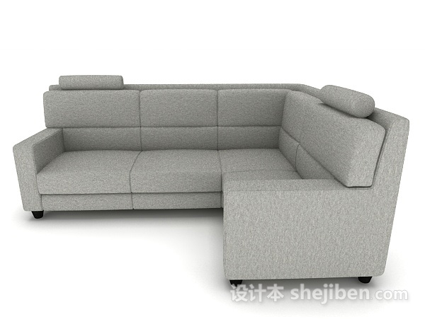 设计本灰色简约多人沙发3d模型下载