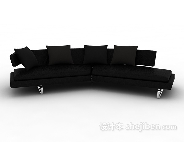 现代风格黑色简洁多人沙发3d模型下载