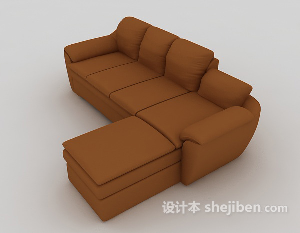 设计本现代黄色折角多人沙发3d模型下载