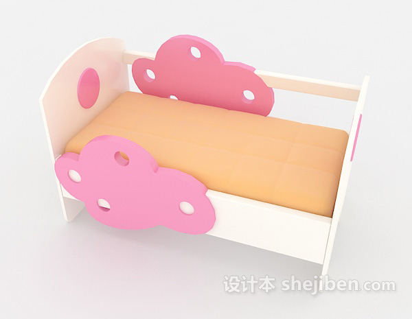 免费可爱粉色儿童床3d模型下载