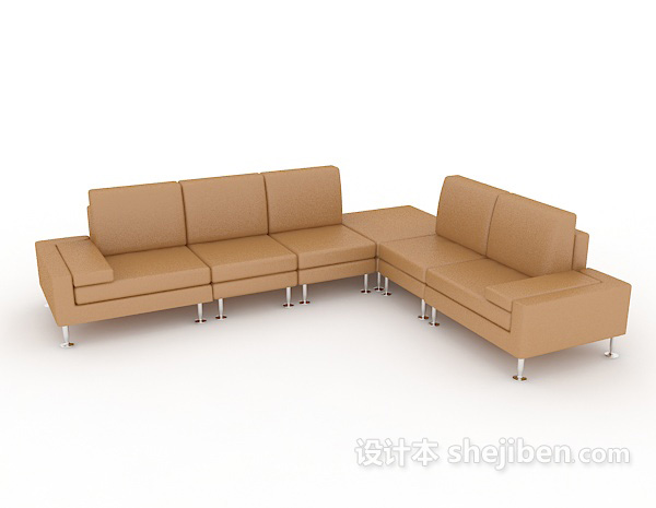 现代简约皮质多人沙发3d模型下载