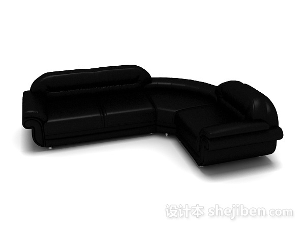 现代风格黑色现代皮质沙发3d模型下载