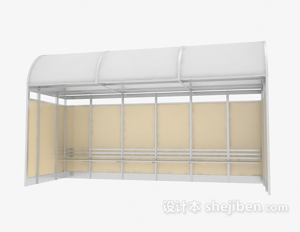 现代风格公交站候车厅3d模型下载