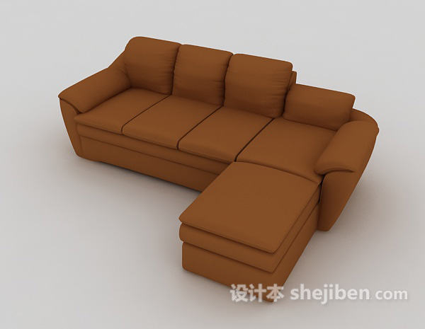 免费现代黄色折角多人沙发3d模型下载