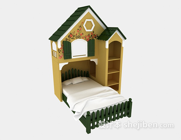 免费童趣儿童床3d模型下载