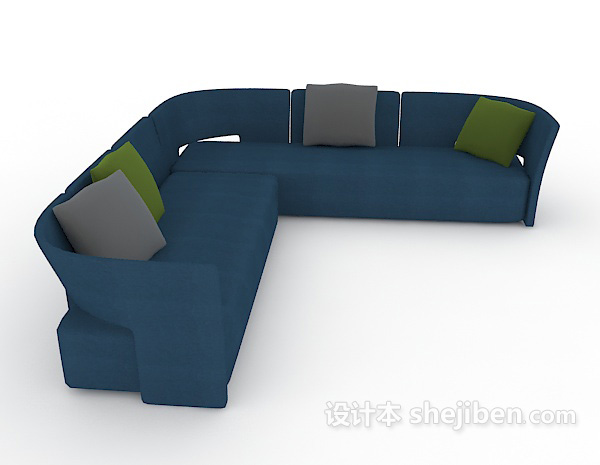 现代风格蓝色清新家居沙发3d模型下载