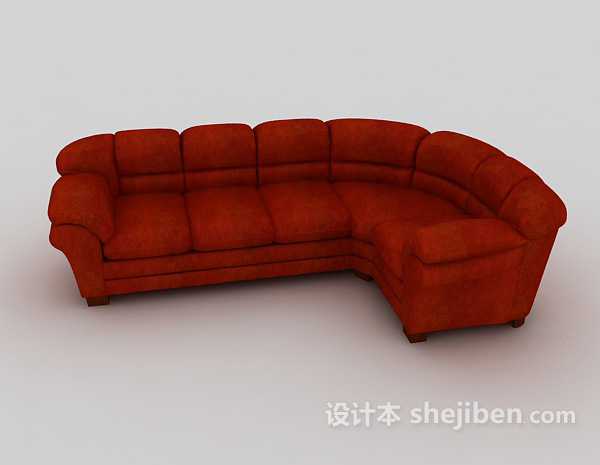 其它美式红色皮质沙发3d模型下载
