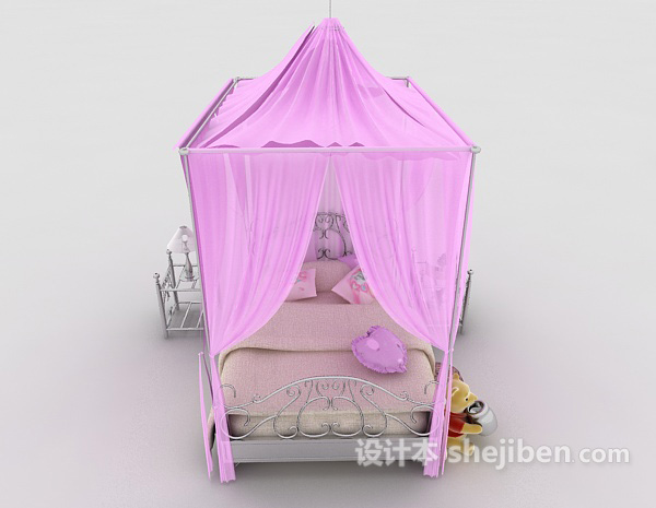 现代风格浪漫温馨双人床3d模型下载