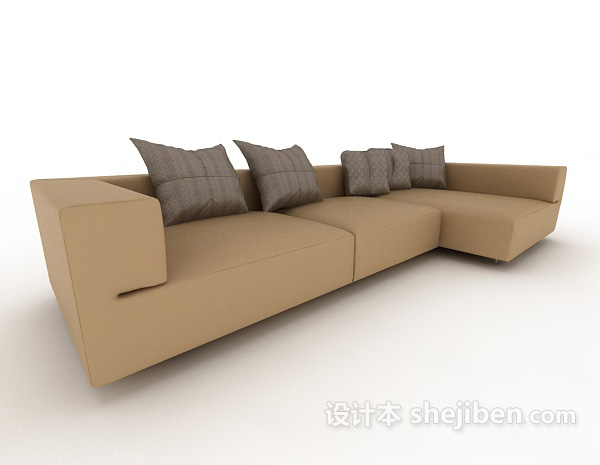 免费现代简洁多人沙发3d模型下载