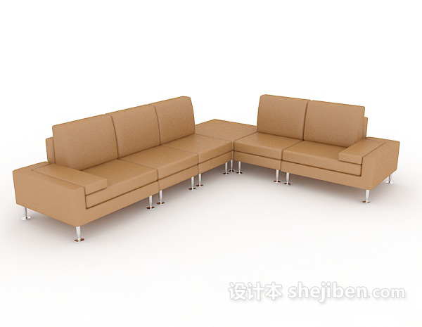 现代风格现代简约皮质多人沙发3d模型下载