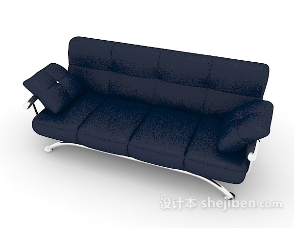 现代风格家庭蓝色休闲沙发3d模型下载
