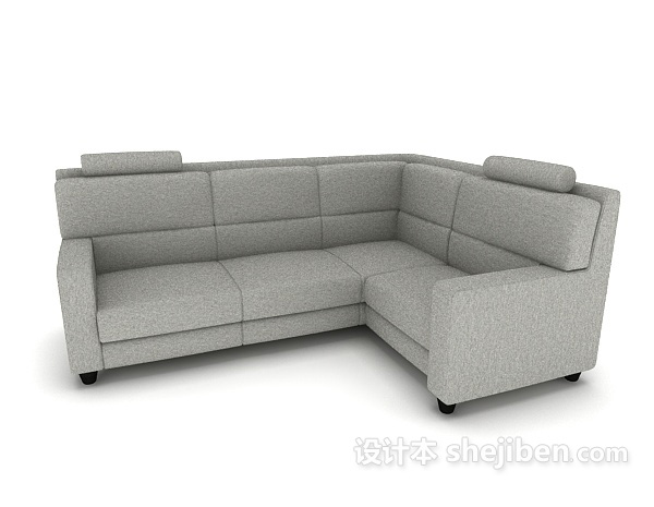 免费灰色简约多人沙发3d模型下载