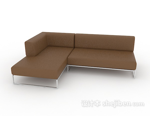 家居皮质棕色多人沙发3d模型下载