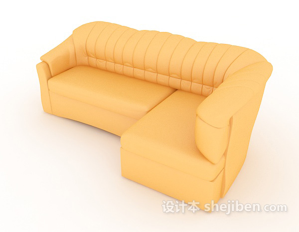 免费黄色皮质沙发3d模型下载