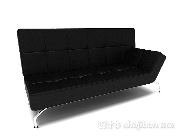 免费黑色皮质沙发3d模型下载