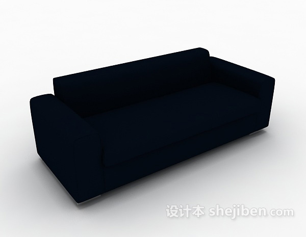 蓝色常见多人沙发3d模型下载