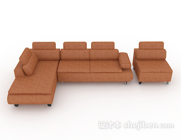 免费客厅皮质沙发3d模型下载