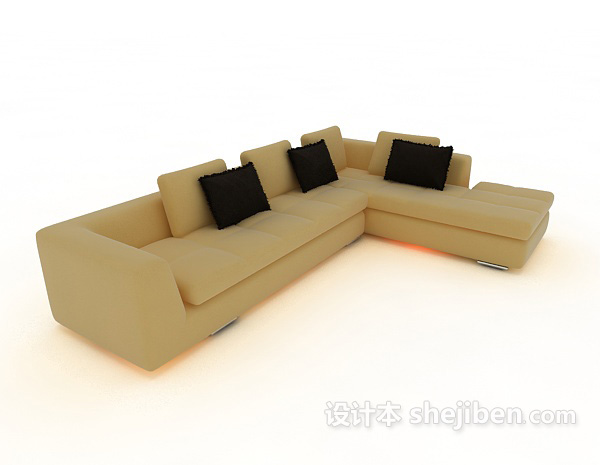 棕色多人家居沙发3d模型下载