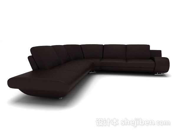 简约棕色多人沙发3d模型下载