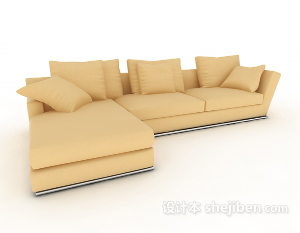 免费黄色休闲沙发3d模型下载
