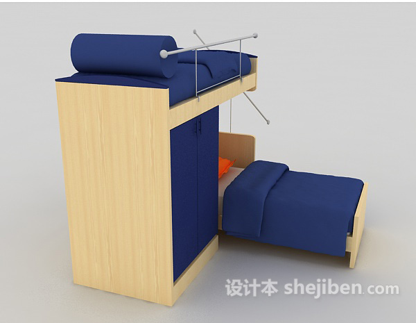 设计本实木上下铺床3d模型下载