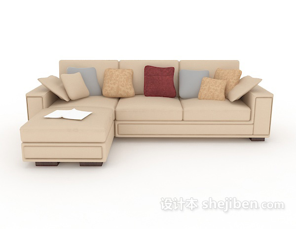 免费简约时尚多人沙发3d模型下载