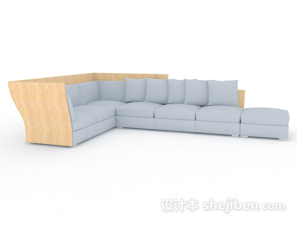 免费浅色系列组合沙发3d模型下载