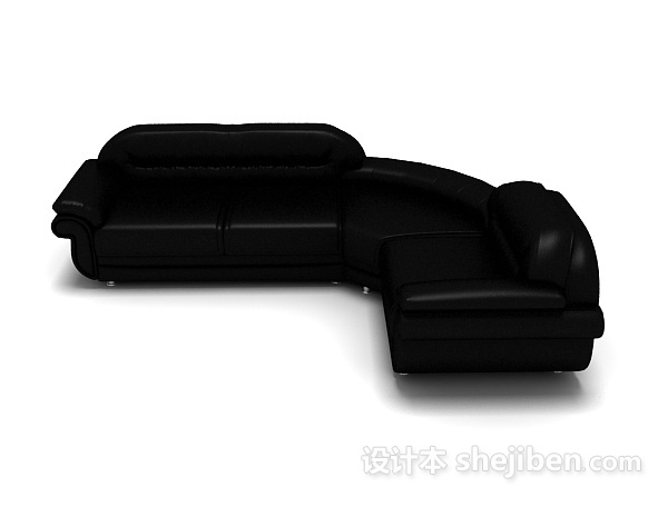 免费黑色现代皮质沙发3d模型下载