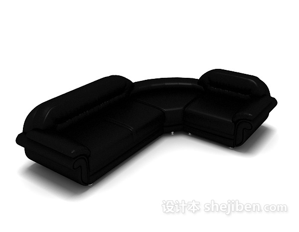 黑色现代皮质沙发3d模型下载