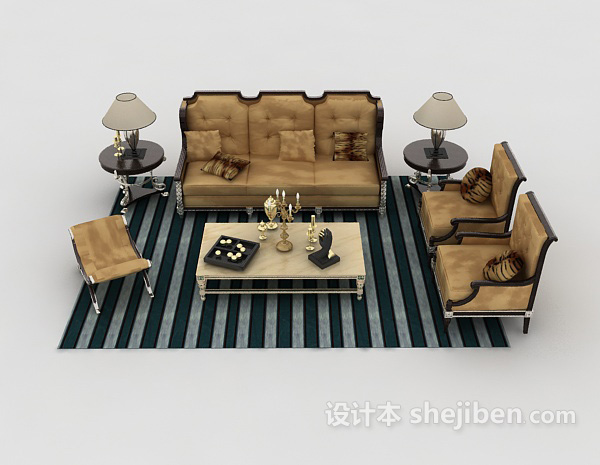 欧式风格欧式家居组合沙发3d模型下载