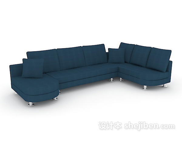 蓝色组合沙发3d模型下载