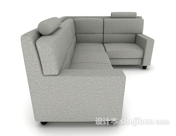 现代风格灰色简约多人沙发3d模型下载