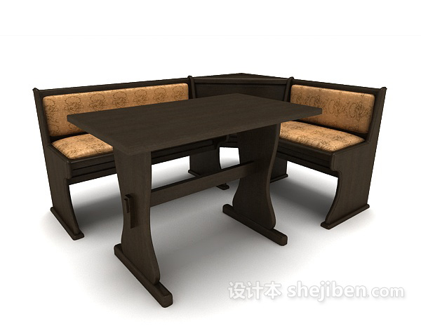 现代风格餐厅休闲桌椅组合3d模型下载