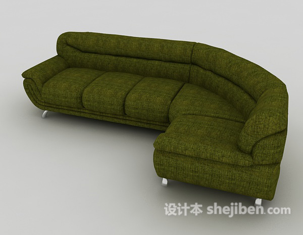 设计本绿色个性多人沙发3d模型下载