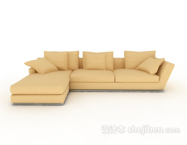现代风格黄色休闲沙发3d模型下载