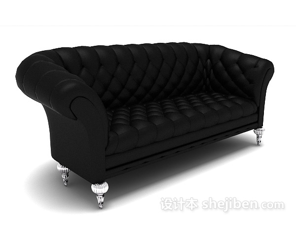 设计本欧式黑色高档沙发3d模型下载