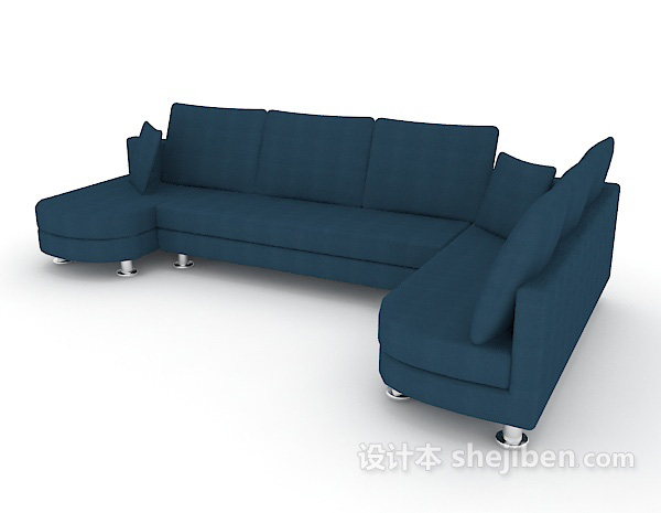 免费蓝色组合沙发3d模型下载