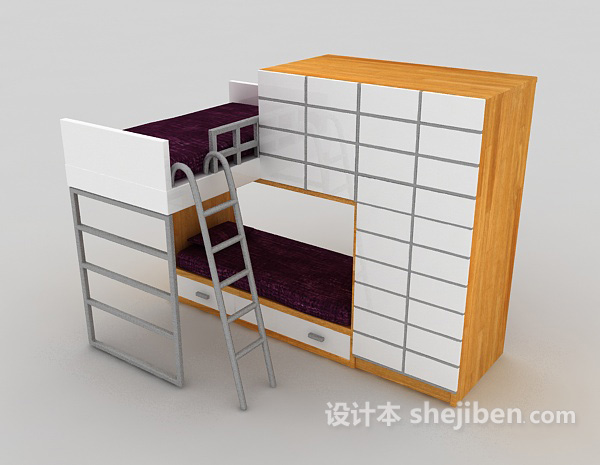 上下铺床、衣柜组合3d模型下载