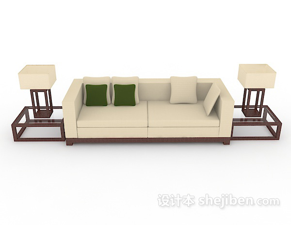 中式风格新中式风格多人沙发3d模型下载