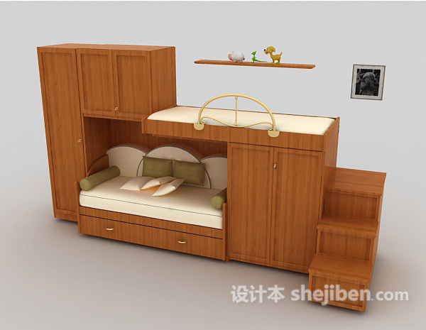 免费一体式儿童床3d模型下载